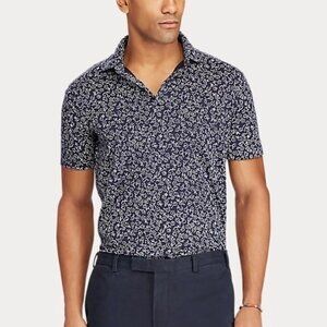 POLO Ralph Lauren Floral Soft-Touch Polo Shirt Chamomile Floral Navy Size L